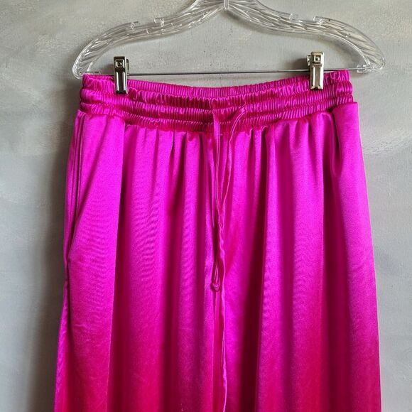 Laina Rauma Club Bed Hot Pink Drawstring Sheen Lightweight Satin Style Pants XXL - Picture 3 of 12